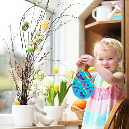 32 Sets Magic Color Scratch Art Easter Egg Ornaments Decorations DIY Easter Craft Kits Scratch Paper Easter Egg Scratching Tools for Kids Party Favors Easter Spring Classroom Home Activity Art Project