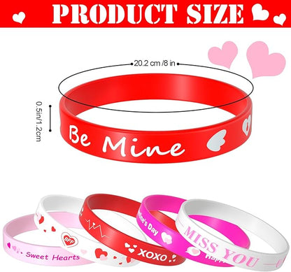 NEBURORA 16 Pieces Valentine's Day Silicone Wristbands Pink Red Heart Rubber Bracelets for Valentine's Gift Party Decoration Favors