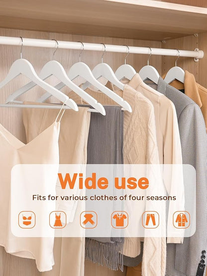 HOUSE DAY White Wooden Hangers 10 Pack Wood Clothes Hangers Smooth Finish Wooden Coat Hangers for Closet Heavy Duty Hangers Solid Wood Hangers Suit Hangers for Clothes, Jacket, Shirt, Tank Top, Dress