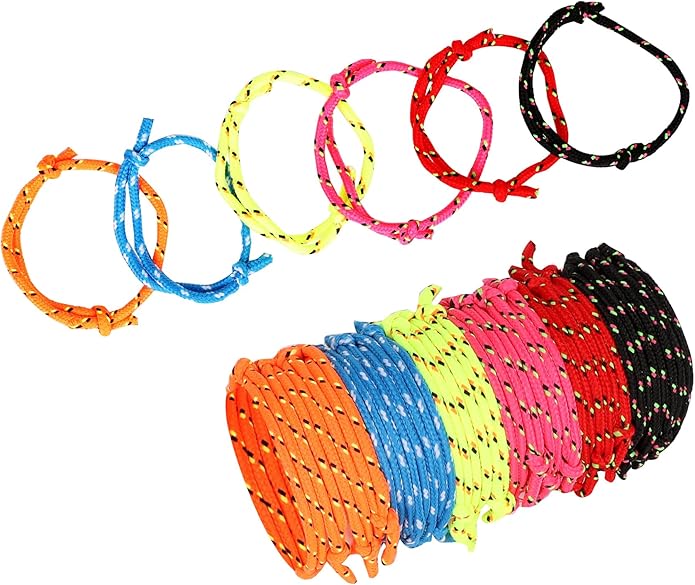 Funiverse Bulk 200 Pack Braided Friendship Bracelet 6 Color Assortment - Bright Neon Colors for Party Favor Treats, Carnivals and Fairs, and Treasure Chests