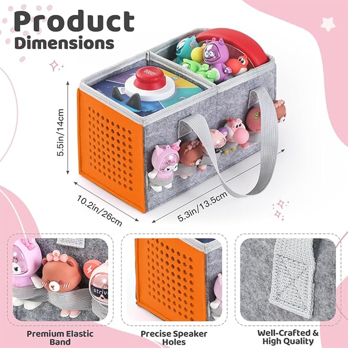 PISOSN Carrying Case for Toniebox Starter Set and Tonies Figurines, Travel Felt Cloth Musical Toy Folding Bag for Toniebox 2 & Accessories (Orange)