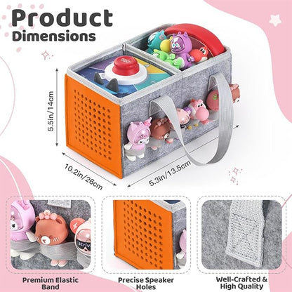 PISOSN Carrying Case for Toniebox Starter Set and Tonies Figurines, Travel Felt Cloth Musical Toy Folding Bag for Toniebox 2 & Accessories (Orange)