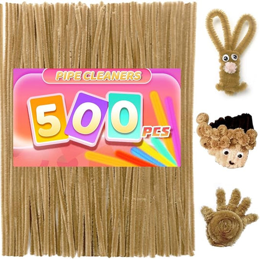 Praisebank 500pcs Light Brown Pipe Cleaners, Pipe Cleaners, Pipe Cleaners for Crafts.