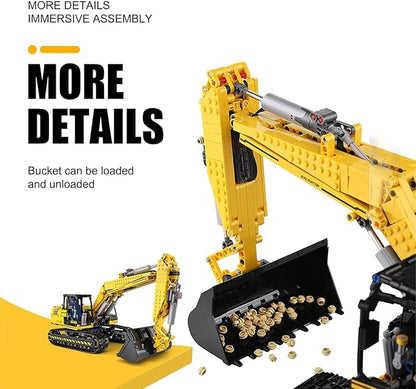 Mould King 13112 RC Excavator Building Set for Boys, 1830 Pieces Building Blocks APP Remote Control Truck Construction Vehicles Model with Motor, STEM Engineering Toys for Kids