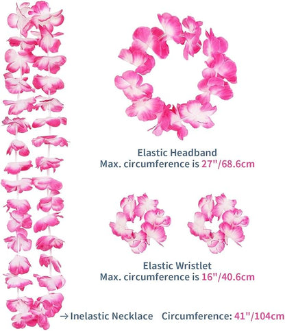 Ecore Fun Luau Party Supplies Leis Luau Party Decorations Hawaiian Leis Decorations Hawaiian Party Bracelet Necklace Headband-12 in 1