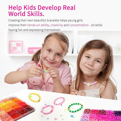 20,000 Pcs Clay Beads Bracelet Making Kit, 120 Colors 6 Boxes Polymer Beads Spacer Heishi Beads & Jewelry Kit with Pendant Charms Elastic Strings, Crafts Gift for Kids Adults