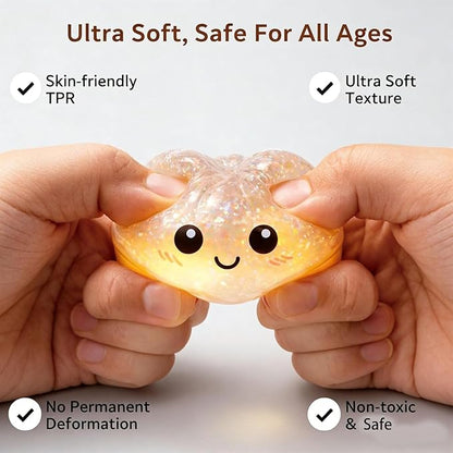 Dumpling Squishies, Glitter Dumpling, Glitter Dumplings Squishy with Box, Dumplings Sensory Squeeze Toy for Stress Relief Stretchy Desk Toys (White)