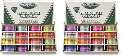 Crayola Triangular Crayon Classpack, 16 Assorted Toddler Crayons, Anti Roll, Bulk School Classroom Essentials, Preschool & Kindergarten Must Haves 256 Count (Pack of 2)