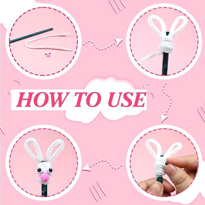 TOAOB 100pcs Pipe Cleaners White Pipe Cleaners Chenille Stems 6mm x 12 Inch Fuzzy Sticks Crafts Supplies for DIY Art Crafts Decorations
