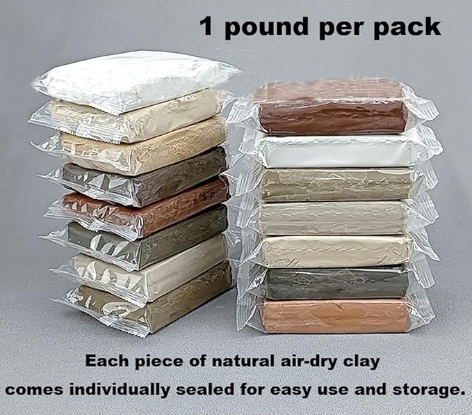 10 lb Terracotta Natural Air-Dry Clay + 30 pcs Pottery Tools + Storage Box,Ideal for Wheel Throwing,Hand Building,Sculpting;Great for All Skill Levels;Whiteware Clay for Pottery (Terracotta 10LB)