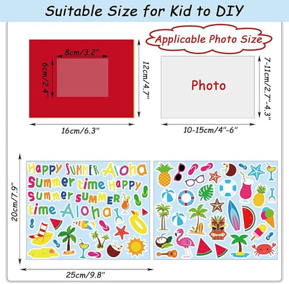 chiazllta 30 Pack Summer Crafts Kit for Kids End of School Year Picture Frames Beach DIY Art Crafts Classroom Summer Activities Game Party Favor