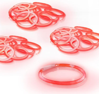 8" Glow Stick Bracelets - Bulk 50 Pack for Mardi Gras, St. Patrick's Day, and Nighttime Celebrations - Red