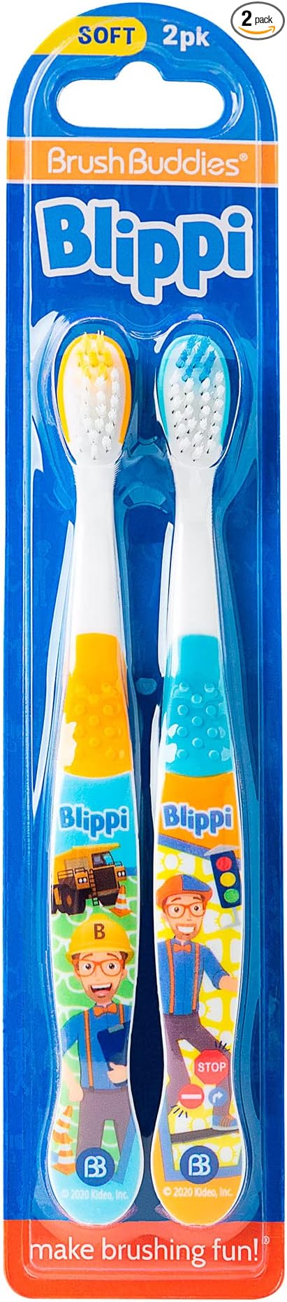 Brush Buddies Blippi Kids Toothbrushes, Manual Toothbrushes for Kids, Toothbrush for Toddlers 2-4 Years, Blippi Childrens Toothbrush, Soft Toothbrushes, 2PK