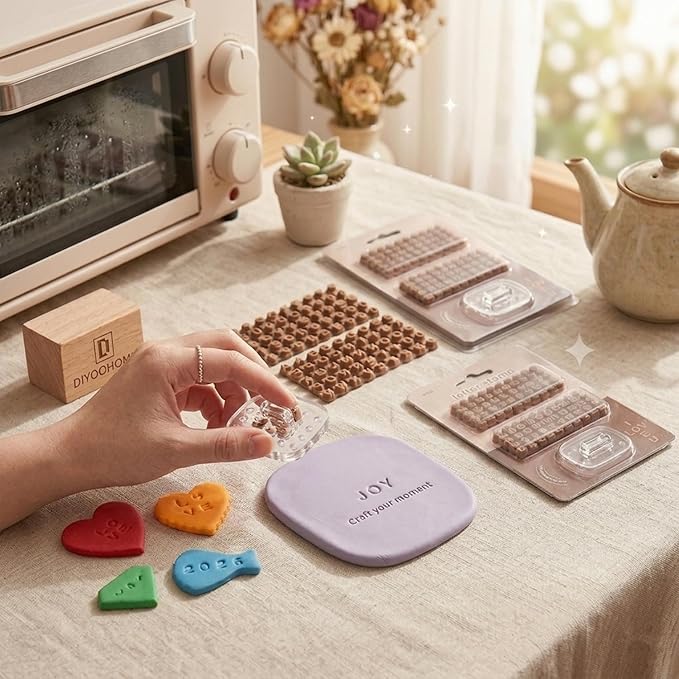 Letter Stamps for Clay, Alphabet Number Pottery Stamp Set Ceramic Polymer Clay Tools Small Press Fondant Embosser Letter Stamps DIY Cookie Cutters