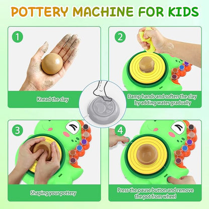 Pottery Wheel for Kids, Complete Pottery Painting Craft Kit, Arts and Crafts for Kids Ages 8-12, Art Supplies for Kids Toys Boys Birthday Christmas Gift for 6 7 8 9 10 11 12 13 Year Old, Green