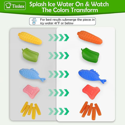 Kids Pretend Play Food with Water Activated Color Changing Toys, Cooking Grill Kitchen Playset for Kids, Great Outdoor Camping Toy, Cute Presents for Toddler Child Girl Boy 3 4 5 6 Year Old