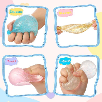 Glitter Dumpling Squishy, Viral Squishy Dumpling Mystery Box, Bao Bun Squeeze Toy,Stress Relief Fidget Toys (Clear)
