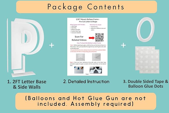 2FT Letter P Mosaic Balloon Frame Letter DIY Fillable Letters Kit for Birthday Party Wedding Backdrop Decor