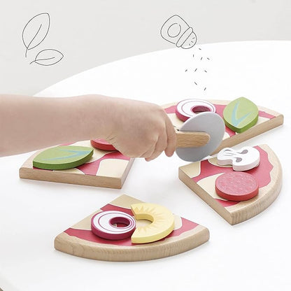 Le Toy Van - Childrens Wood Pretend Play Food | Wooden Honeybake Pizza Pretend Food Toy Playset | Toy Kitchen Accessories Play Food Role Play Toy (TV279)