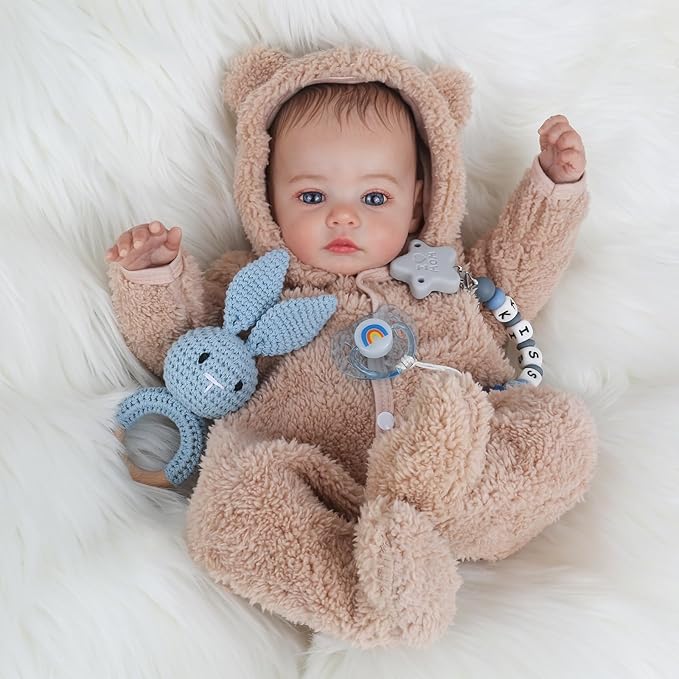 Reborn Baby Dolls - 18 Inch Realistic Baby Doll Lifelike Full Baby Boy Real Life Baby Doll with Soft Vinyl Body can Swimming with Accessories Gifts for Kids 3+