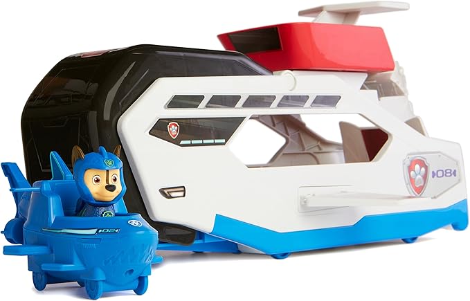 Paw Patrol Aqua Pups Whale Patroller Team Vehicle with Chase Action Figure, Toy Car and Vehicle Launcher, Kids Toys for Ages 3 and up