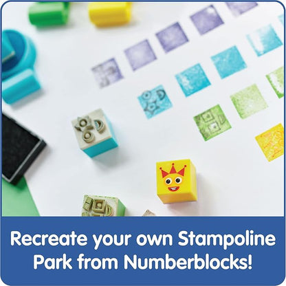 hand2mind Numberblocks Stampoline Park Stamp Activity Set, 20 Kids Stamps, 12 Washable Ink Pads, Number Toys, Preschool Learning Activities, Math Toys, Toddler Counting Toys, Birthday Gifts for Kids