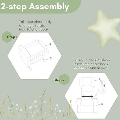 JC HOME Candy Kids Reclining Chair Leather Recliner Sofa Toddler Youth Children Child Ages 1-6