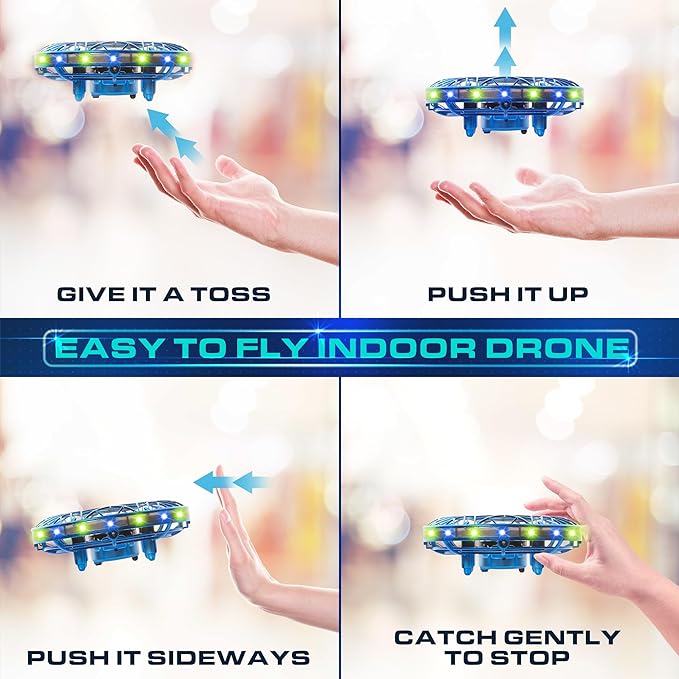 Force1 Scoot Pro Hand Operated Drone for Kids or Adults- Induction Hands Free Motion Sensors Mini Drones with Bright LED Projection, 360 Flips, Easy Indoor Small UFO Flying Orb Ball Drone Toy for Boys Girls