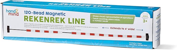 hand2mind 120 Bead Magnetic Demonstration Rekenrek Line, Abacus for Kids Math, Math Manipulatives Kindergarten, Counting Rack for Kids, Counters for Kids Math, Kids Educational Toys (Set of 1)