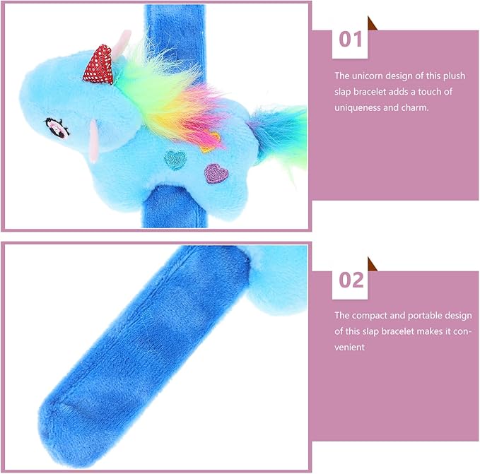Abaodam Animal Slap Bracelet Unicorn Slap Bracelet Plush Stuffed Animal Hugger Snap Wrist Band for Kids Birthday Party Favors