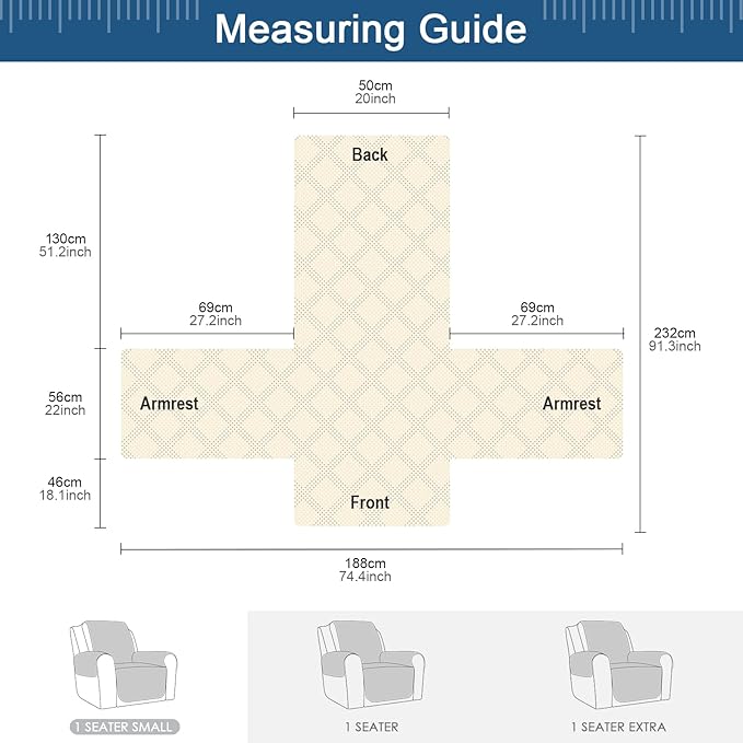 TAOCOCO 100% Waterproof Recliner Chair Cover Stay in Place, Recliner Covers for Small Recliner Chair with Pocket, Reclining Chair Cover Furniture Protector for Kids, Pets(X-Small Chair, Charcoal Gray)