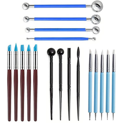 18Pcs Clay Sculpting Tool Set, Polymer Clay Kit with Ball Stylus Pens, Silicone Sculpting Brushes & Detail Carving Tools, Professional Pottery Modeling Tools for Clay, Ceramic & DIY Crafts