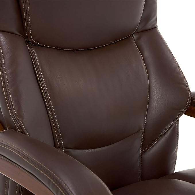 La-Z-Boy Delano Big & Tall Executive Office Chair, High Back Ergonomic Lumbar Support, Bonded Leather, Brown