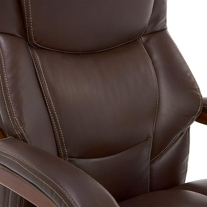 La-Z-Boy Delano Big & Tall Executive Office Chair, High Back Ergonomic Lumbar Support, Bonded Leather, Brown