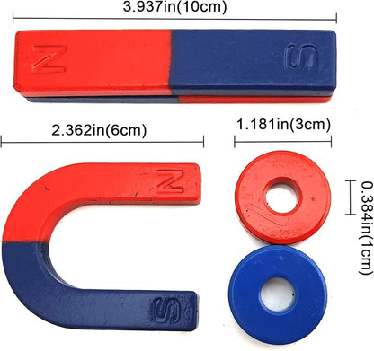 EUDAX Physics Science Magnets Kit for Education Science Experiment Tools Icluding Bar/Ring/Horseshoe/Compass Magnets