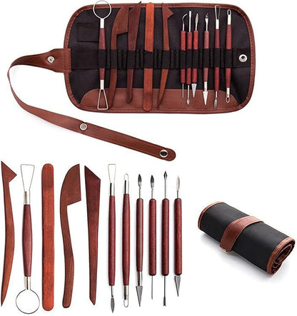12Pcs Ceramics Clay Sculpture Polymer Tool Set Beginner's Craft Sculpting Pottery Modeling Carving Smoothing Wax Kit