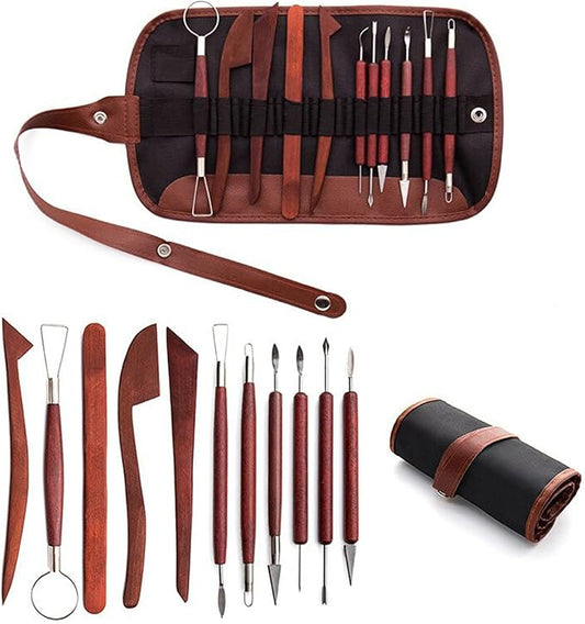 12Pcs Ceramics Clay Sculpture Polymer Tool Set Beginner's Craft Sculpting Pottery Modeling Carving Smoothing Wax Kit