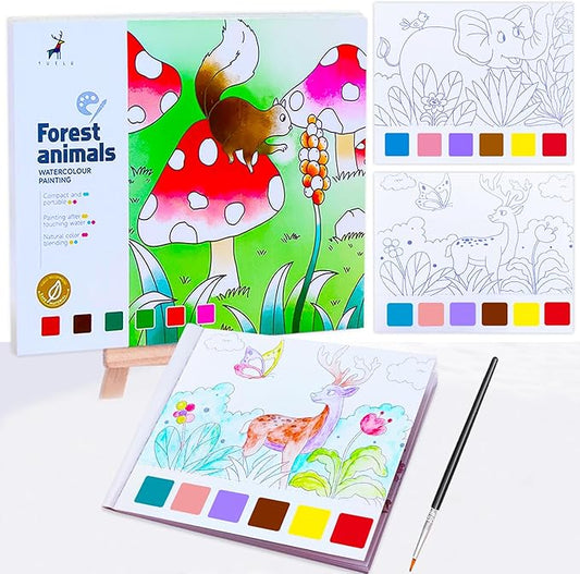 BAOXUE Water Coloring Books For Kids Ages 3 4 5 6 7 8,Pocket Watercolor Painting Book For Toddlers,Arts And Crafts For Boys Girls,Paint With Water Colors Book Kit,Kids Travel Art Set Ages 2-4