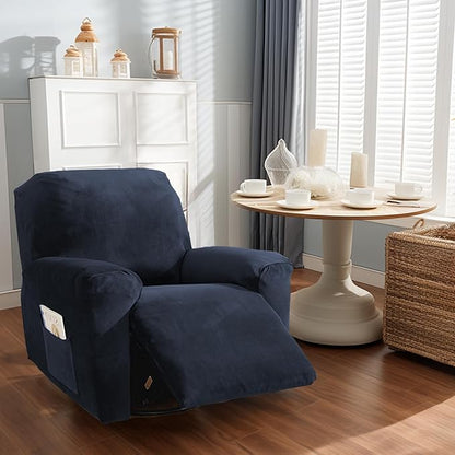 NORTHERN BROTHERS Stretchy Recliner Chair Covers, Velvet Recliner Covers, Lazy Boy Chair Cover (Dark Blue, 1 Seat)