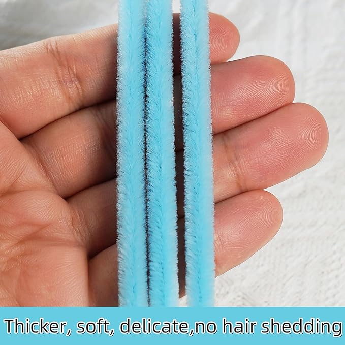 Qirimoi Light Blue Pipe Cleaners Craft Pipe Cleaners Bulk Pipecleaners Crafts Supplies，200Pcs Light Blue