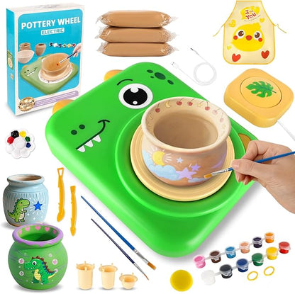 TenLaitech Pottery Wheel for Kids - Arts and Crafts Toys for Kids Ages 8-12 | Complete Pottery Painting Kit with Air Clay Art Supplies for Girls Boys Toys Birthday Gift for 6 7 8 9 10 11