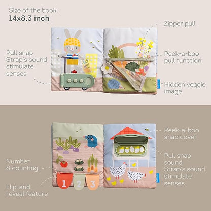 Taf Toys Busy Book for Toddlers 1-3 - Montessori Activity Book with 12 Sensory Learning Activities - Develops Fine Motor Skills and Early Numeracy Through Play