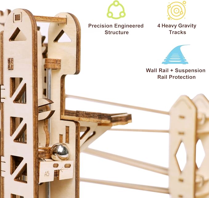 ROKR Marble Run 3D Wooden Puzzles Model Building Kits for Adults - Educational Project Brain Teaser, DIY Crafts for Adults & Kids (Ladder)