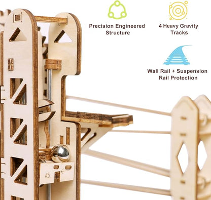 ROKR Marble Run 3D Wooden Puzzles Model Building Kits for Adults - Educational Project Brain Teaser, DIY Crafts for Adults & Kids (Ladder)
