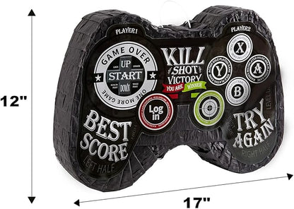 Video Game Pinata Set Video Game Party Favors Supplies for Boy Kids Gamer Party Game Controller Pinata with Straws Bracelets Stickers Keychain Confetti Tools for Party Decoration (Black)