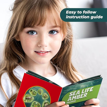 EDUMAN Amber Dig Kit-6 Artificial Sea Life Resin Specimens, Glow in The Dark Oceanlife Fossil Excavation Set, STEM Inspired Educational Toy for Kids Ages 6-12, for Boys & Girls