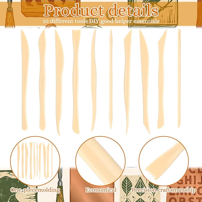 Ferrochef 20 Set 200 Pcs Clay Sculpting Tools Different Shapes Pottery Tools Plastic Clay Carving Cutters Pottery Trimming Supplies for DIY Ceramics Plastilina Molding Embossing (Classic Style)