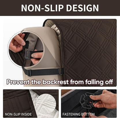 Easehomey Waterproof Recliner Sofa Cover,Non-Slip Reclining Sofa Covers for 3 Seat,Washable Reclining Sofa Cover Furniture Protector with Elastic Straps Pocket for Kids, Pets(Chocolate,3Seat)