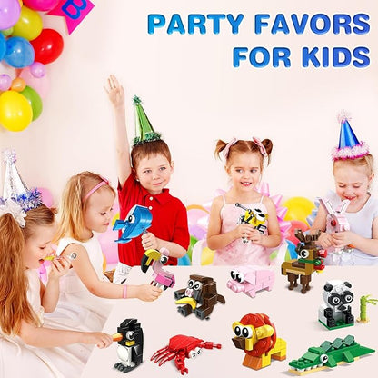 HOGOKIDS Party Favors for Kids - 12 Pack Animals Building Blocks Toy for Easter Gifts Goodie Bags Classroom Prizes Stocking Stuffers Building Set Valentines Day Birthday Gift for Boy Girl Ages 6-12+