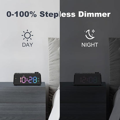 ANJANK Digital FM Radio Alarm Clock for Bedroom, 6.5'' Large Colorful Display for Kids Teens, Weekday/Weekend Dual Alarm, 0-100% Dimmable Brightness, Small Desk Clock with USB Charging Port